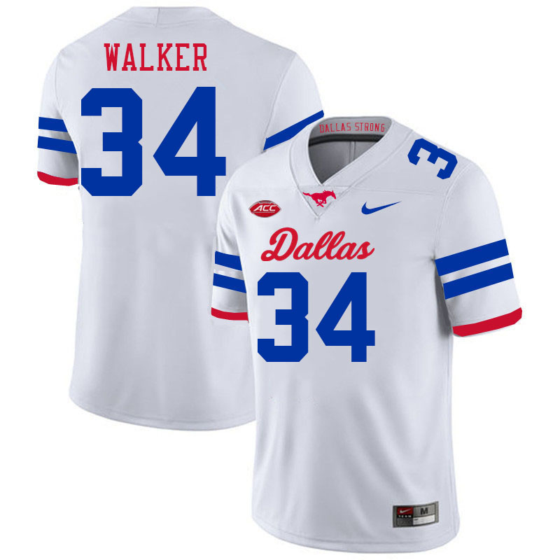 SMU Mustangs #34 Ahmad Walker Jersey College Football Uniforms-Dallas White